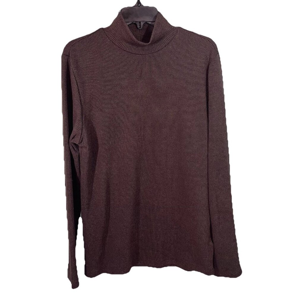 NWT Lularoe Penelope Pullover Sweater Dark Brown Ribbed Spandex High Collar L